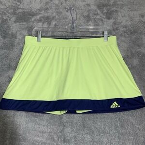 Adidas Skort Womens Medium Lime Green Navy Blue Climalite Athletic Tennis Golf